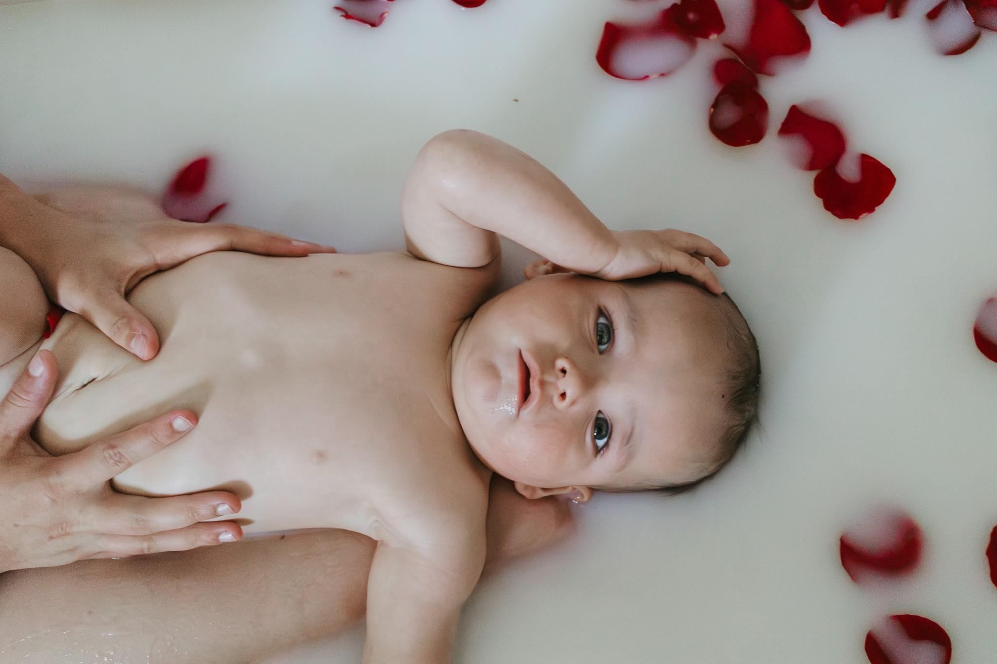 From Ordinary Bathroom to Whimsical Milk Bath: Breastfeeding Session